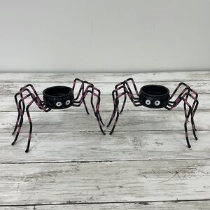 SPIDER CANDLE HOLDERS SET OF 2 Halloween decoration